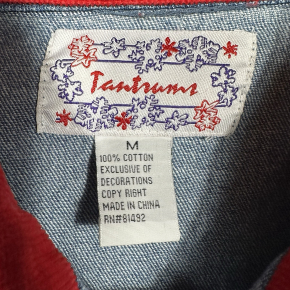 Cowboy Christmas Denim Shirt Women's Large Embroidered Horse Tantrums Medium - Picture 5 of 8